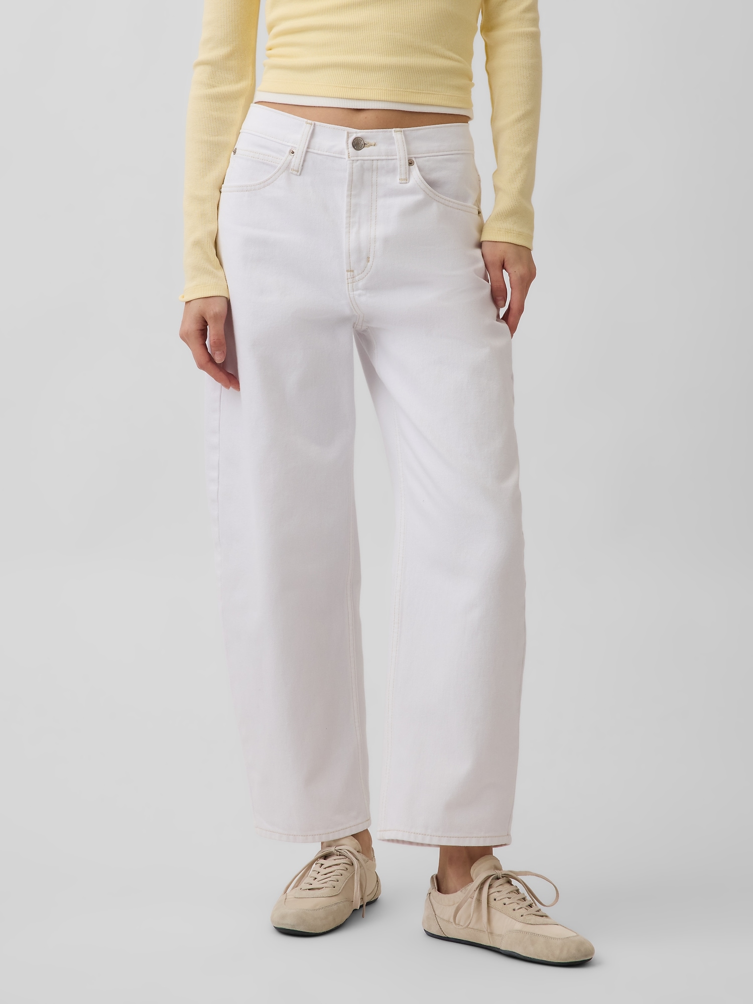 High Rise Crop Barrel Jeans