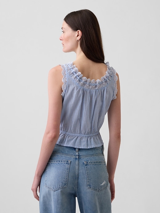 Image number 3 showing, Eyelet Tie-Front Crop Peplum Top