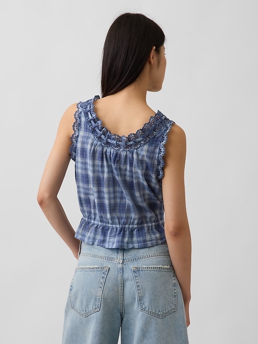 Image number 3 showing, Eyelet Tie-Front Crop Peplum Top