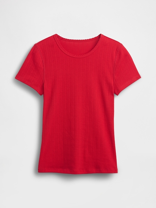 L'image numéro 4 présente T-shirt ras du cou en tricot pointelle