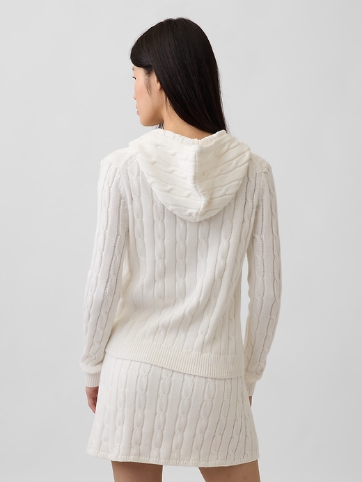 Image number 3 showing, 100% Cotton Cable-Knit Zip Cardigan