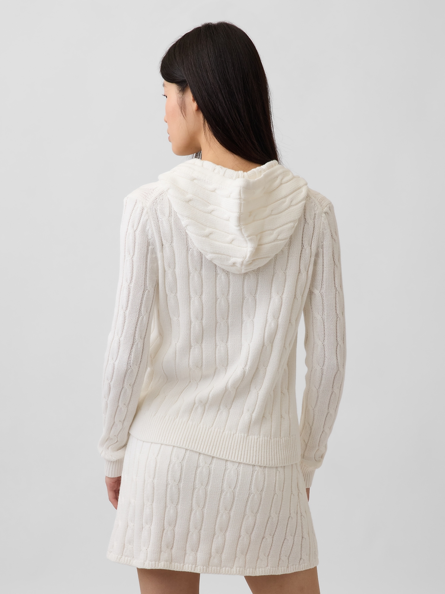100% Cotton Cable-Knit Zip Cardigan