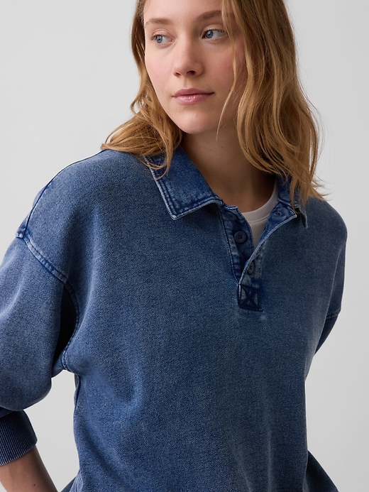 Image number 4 showing, French Terry Oversized Polo Sweatshirt