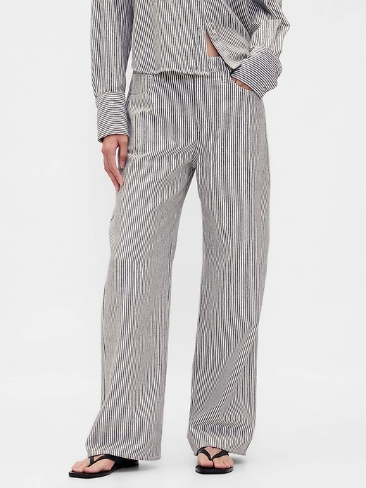 Image number 2 showing, Linen-Cotton Wide-Leg Pants