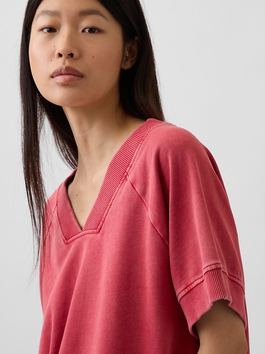 Image number 4 showing, French Terry Oversized V-Neck Sweatshirt
