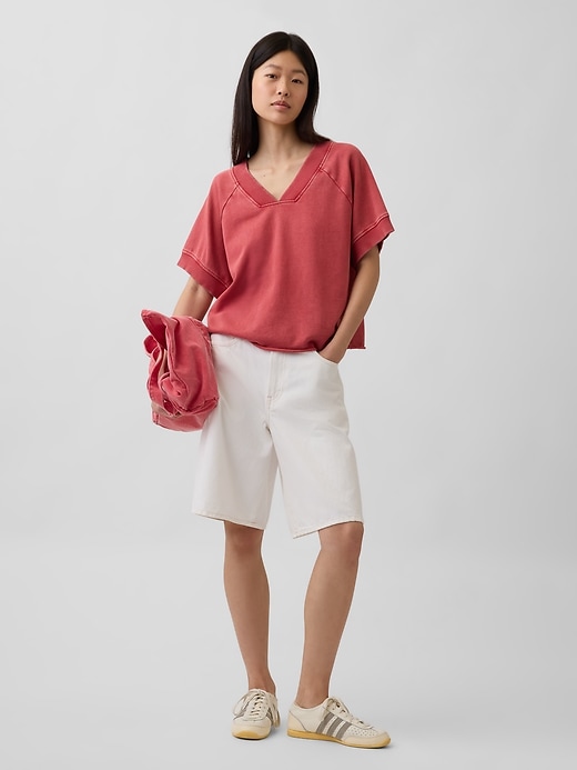 Image number 2 showing, French Terry Oversized V-Neck Sweatshirt