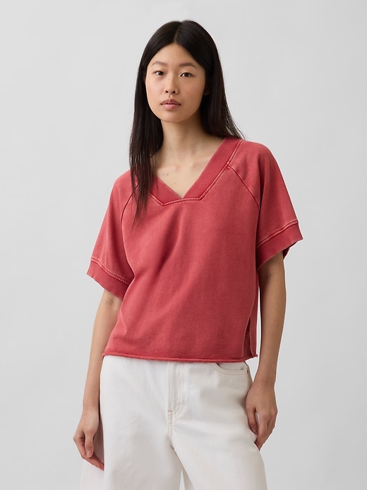 Image number 1 showing, French Terry Oversized V-Neck Sweatshirt