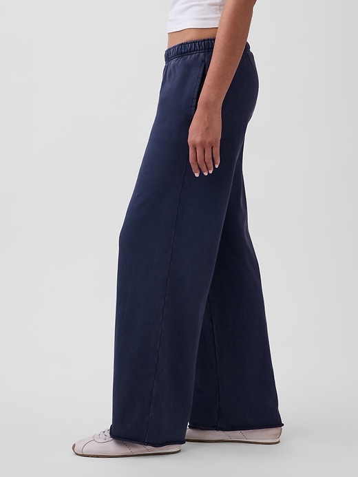 L'image numéro 3 présente Pantalon en coton ouaté à jambe large en jersey bouclette VintageDoux