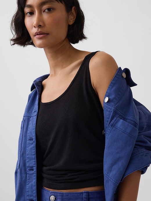 L'image numéro 4 présente Camisole en mélange de lin