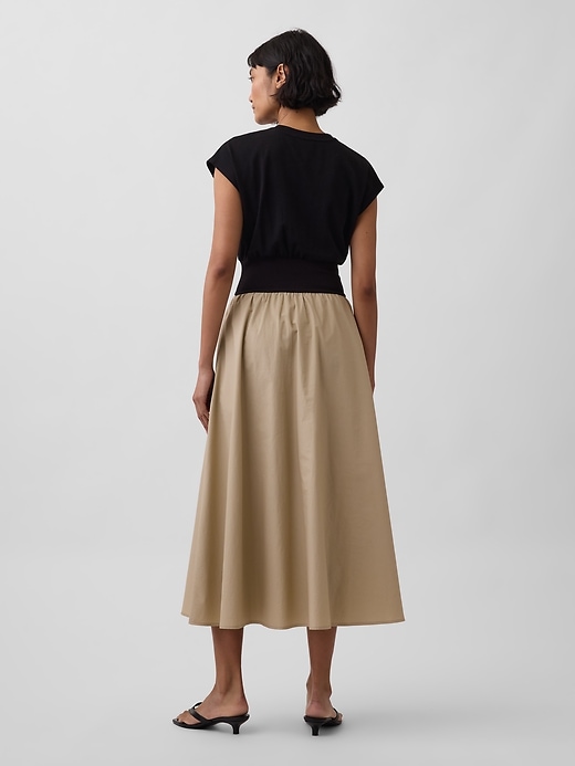 Image number 2 showing, Mixed Media Drop-Waist Midi Dress