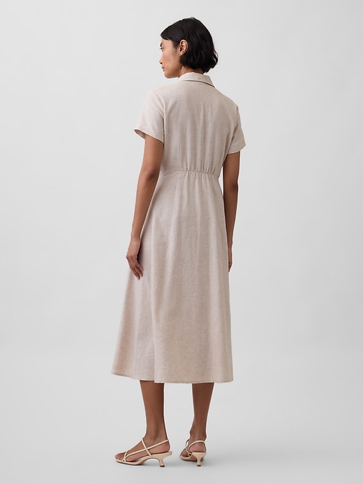 Image number 2 showing, Linen-Blend Midi Shirtdress