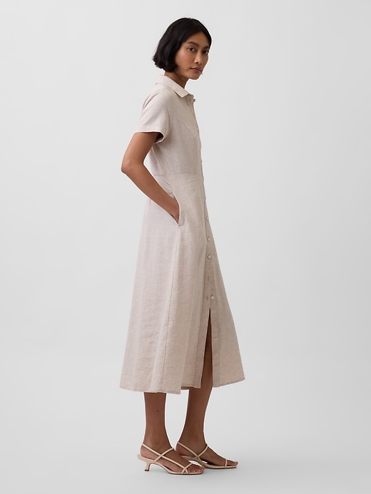 Image number 3 showing, Linen-Blend Midi Shirtdress