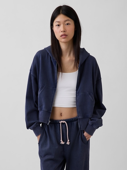 L'image numéro 1 présente Veste à capuchon en jersey bouclette VintageDoux