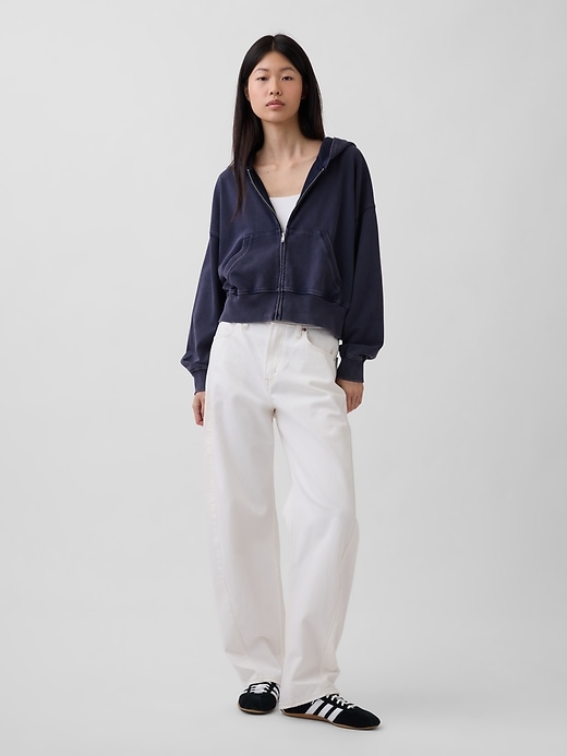 L'image numéro 2 présente Veste à capuchon en jersey bouclette VintageDoux