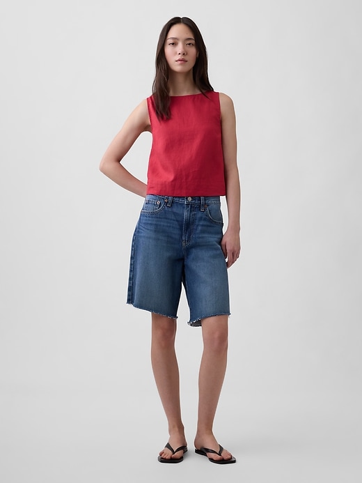 Image number 2 showing, Linen-Blend Crop Shell Tank Top