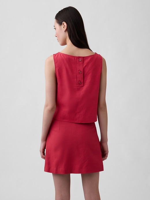 Image number 3 showing, Linen-Blend Crop Shell Tank Top
