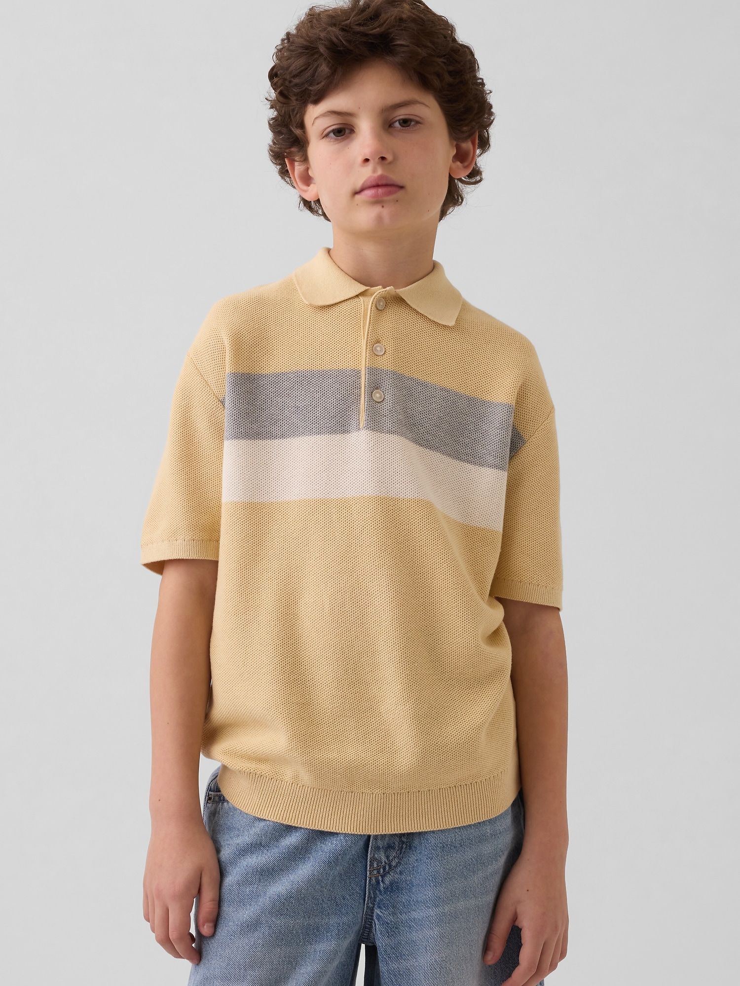 Kids Relaxed Stripe Polo Sweater Shirt