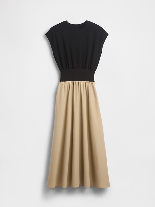 Image number 5 showing, Mixed Media Drop-Waist Midi Dress