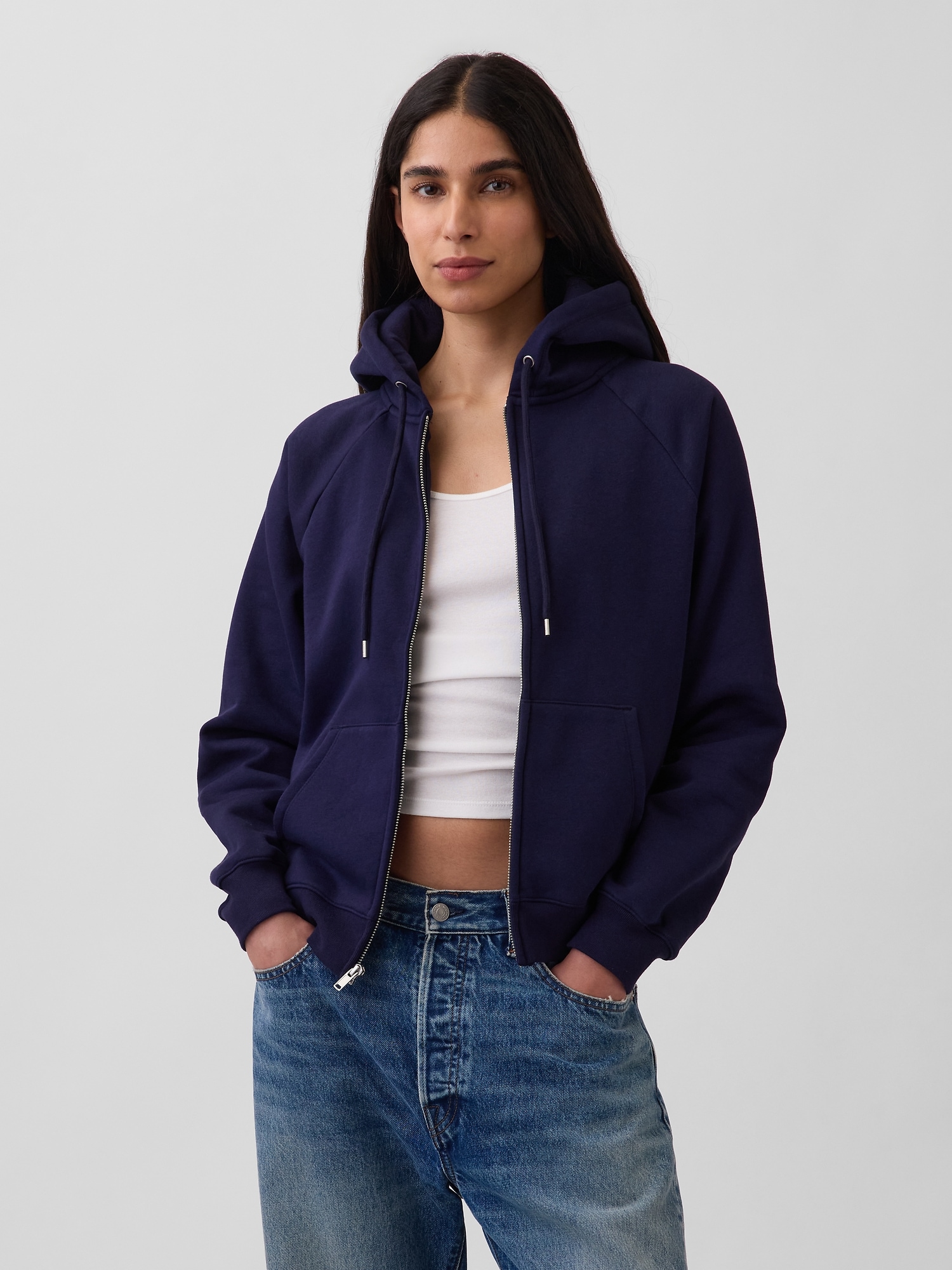 CHANDAIL À CAPUCHON ET À GLISSIÈRE VINTAGE DOUX