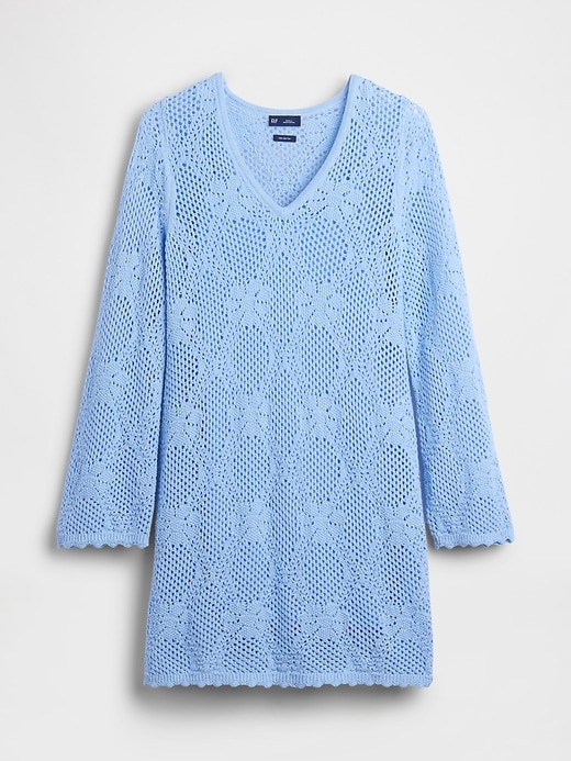 L'image numéro 5 présente Robe-chandail courte en tricot pointelle