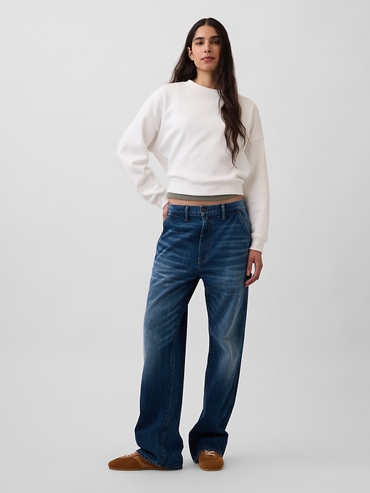 L'image numéro 2 présente Chandail en coton ouaté ras du cou à couture biseautée VintageDoux