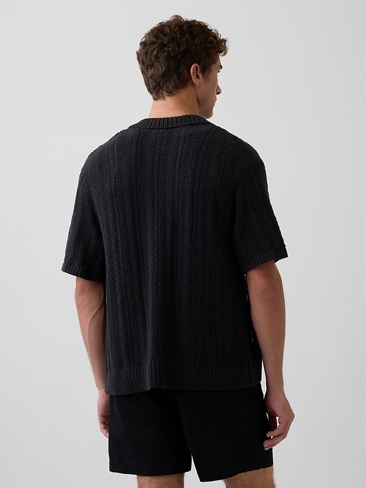 Image number 3 showing, Herringbone Crochet Sweater Shirt