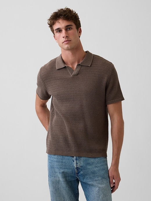 Image number 1 showing, Mesh Polo Sweater