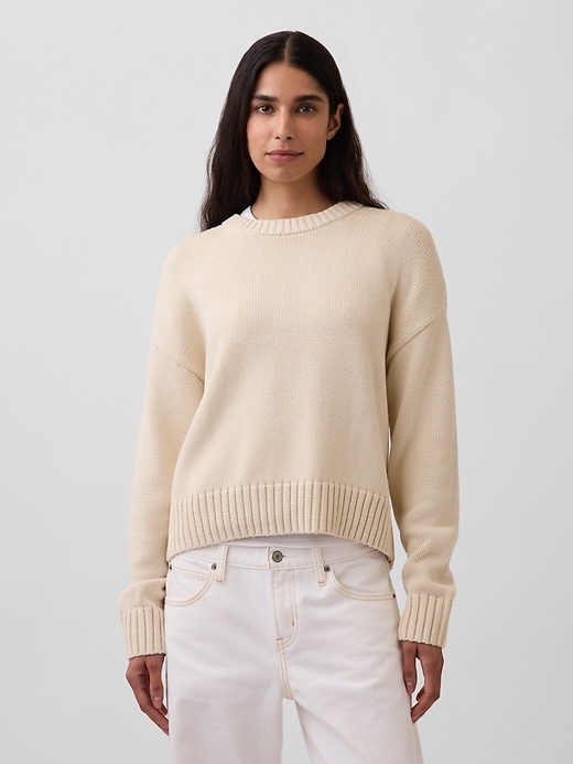 Image number 1 showing, 100% Cotton Oversized Crop Sweater
