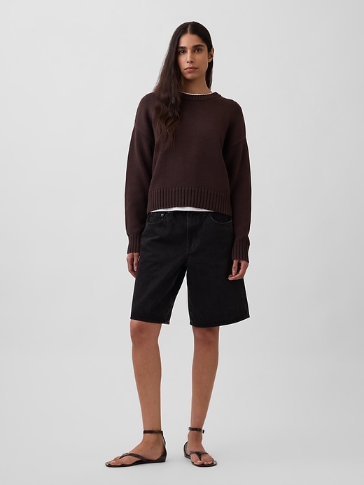 Image number 2 showing, 100% Cotton Oversized Crop Sweater