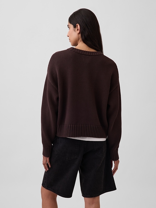Image number 3 showing, 100% Cotton Oversized Crop Sweater