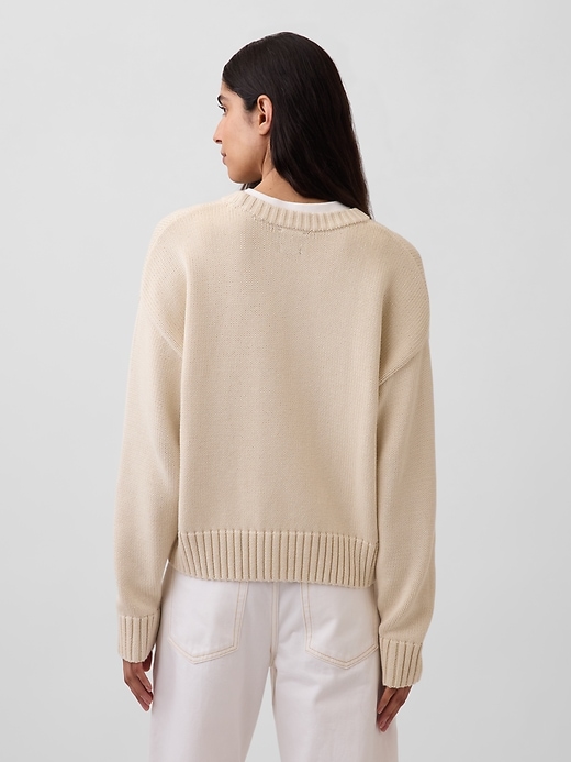 Image number 3 showing, 100% Cotton Oversized Crop Sweater