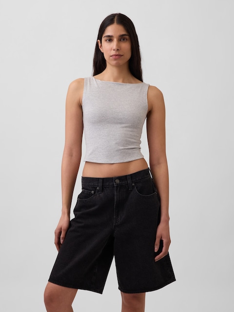 CloseKnit Jersey Boatneck Crop Tank Top
