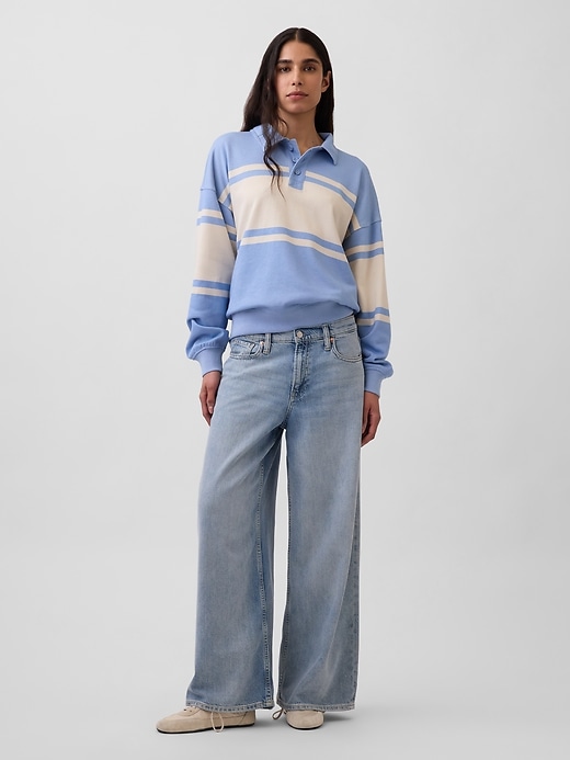 Image number 2 showing, French Terry Oversized Polo Sweatshirt