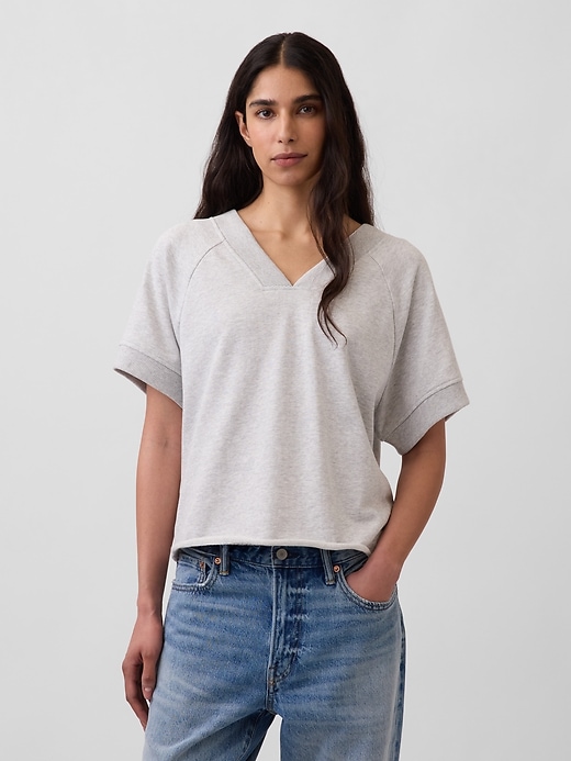 Image number 1 showing, French Terry Oversized V-Neck Sweatshirt