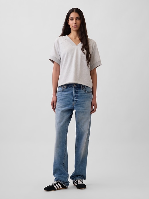 Image number 2 showing, French Terry Oversized V-Neck Sweatshirt