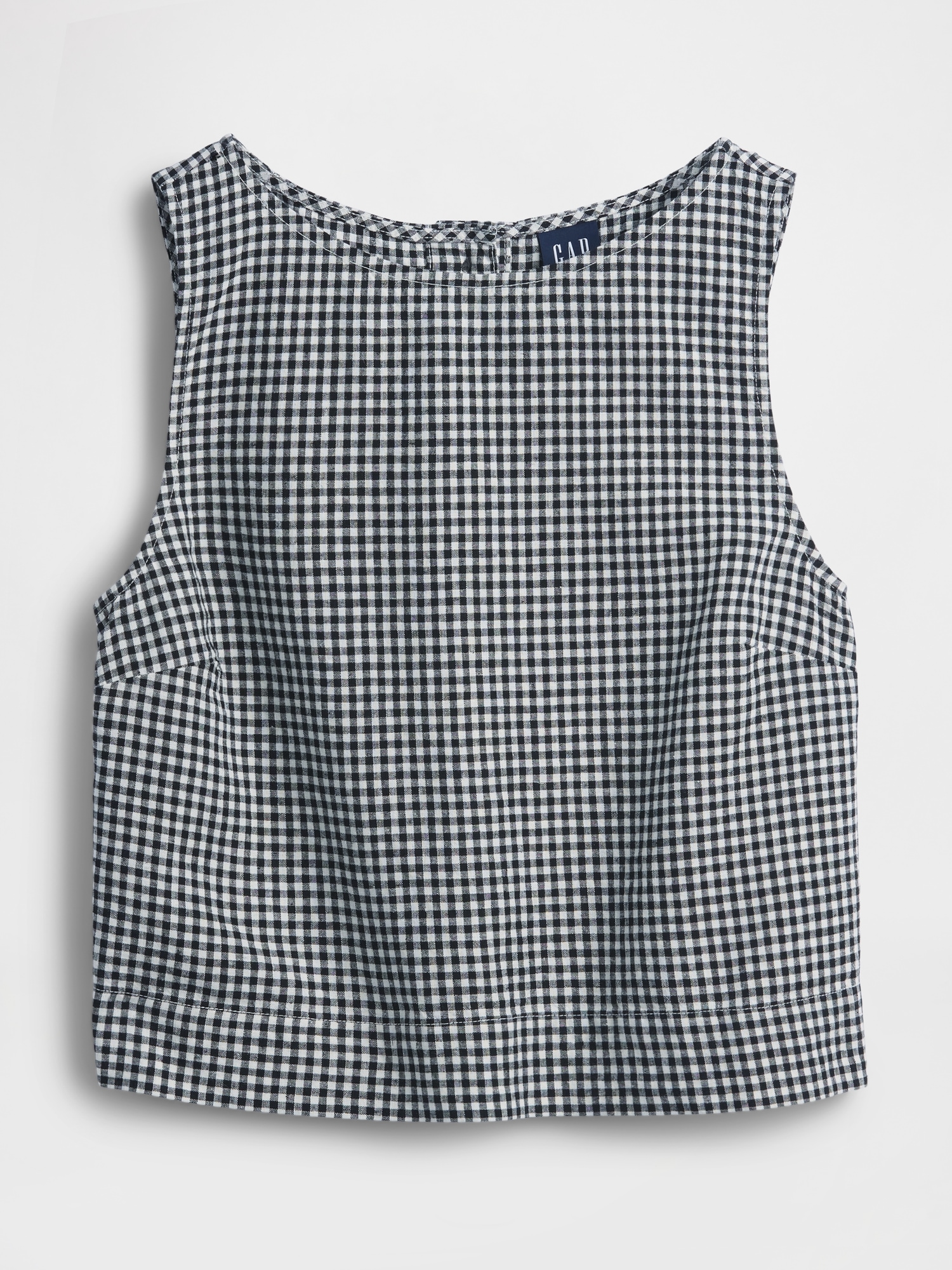 Linen-Blend Crop Shell Tank Top