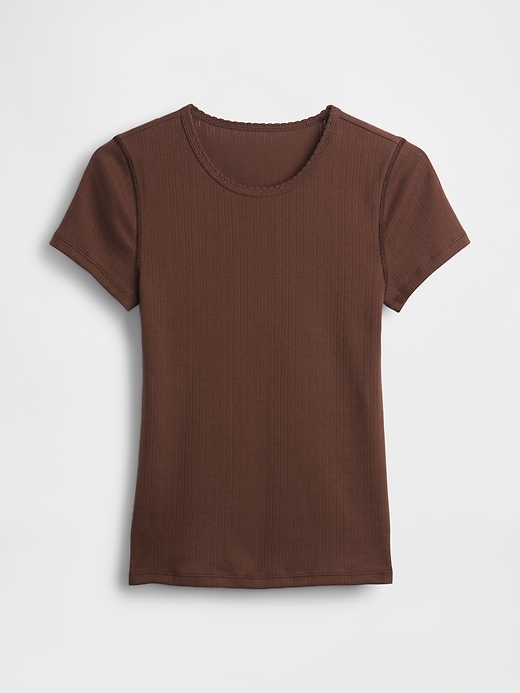 L'image numéro 5 présente T-shirt ras du cou en tricot pointelle