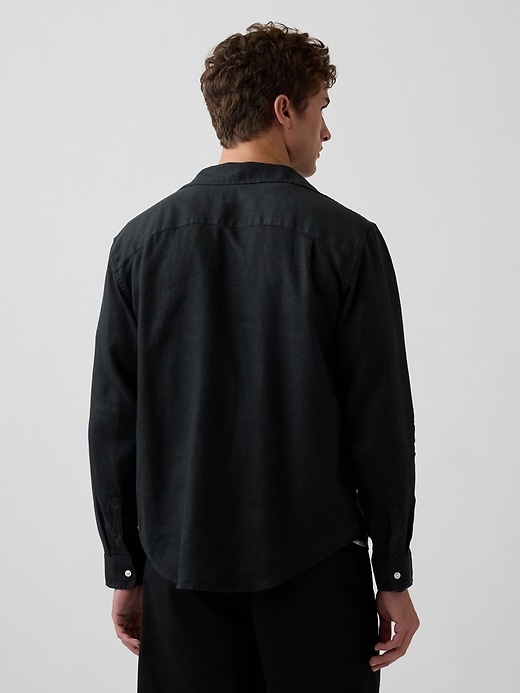 L'image numéro 3 présente Chemisier décontracté 100 % lin