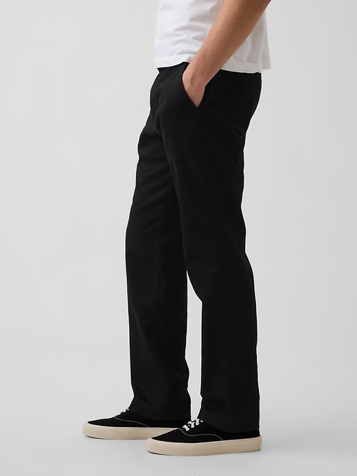 Image number 3 showing, Linen-Cotton Relaxed Straight Trousers