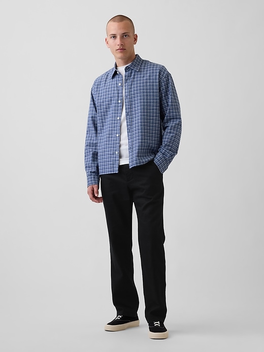 Image number 1 showing, Linen-Cotton Relaxed Straight Trousers