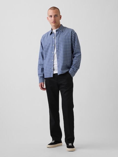 Linen-Cotton Relaxed Straight Trousers