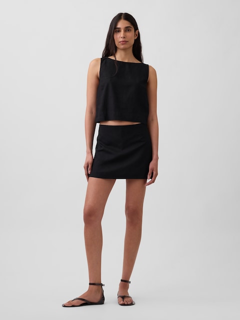 Linen-Blend Mini Skort