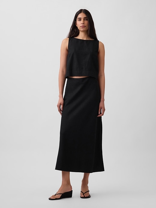 Image number 2 showing, Linen-Blend Crop Shell Tank Top