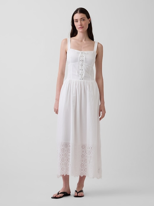 Image number 1 showing, Lace-Up Corset Maxi Dress