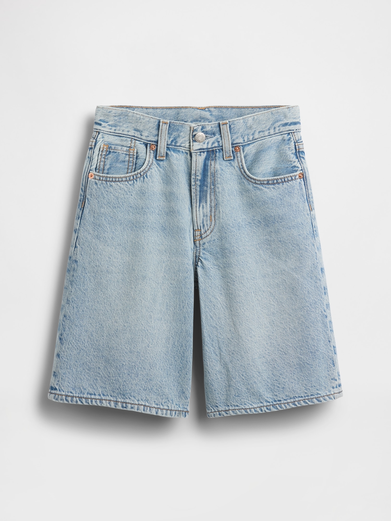 Kids Mid Rise Longline Denim Shorts