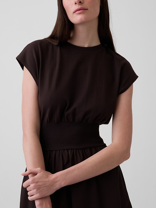 Image number 4 showing, Mixed Media Drop-Waist Midi Dress