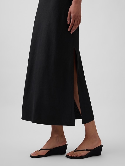 Image number 4 showing, Linen-Blend Maxi Slip Skirt