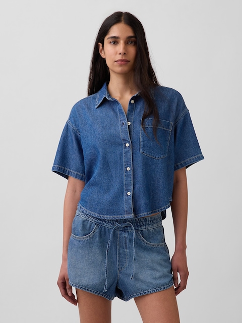 CHEMISIER DE VACANCES SURDIMENSIONNÉ EN DENIM DOUCEUR SUPRÊME
