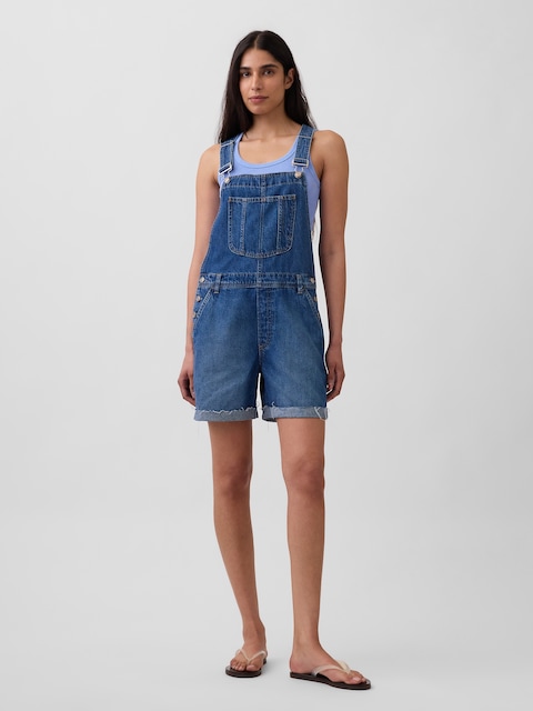 '90s Loose Denim Shortalls