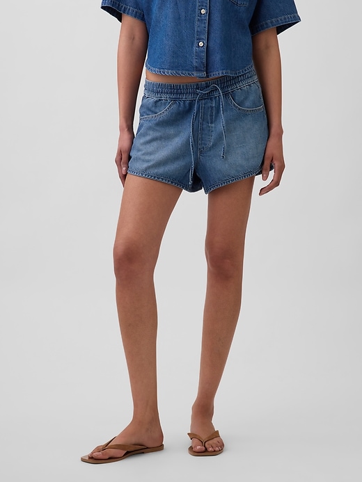 Image number 2 showing, Mid Rise UltraSoft Denim Easy Dolphin Shorts